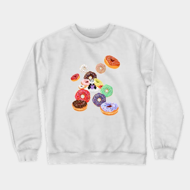 Panda & Donuts Crewneck Sweatshirt by adamzworld